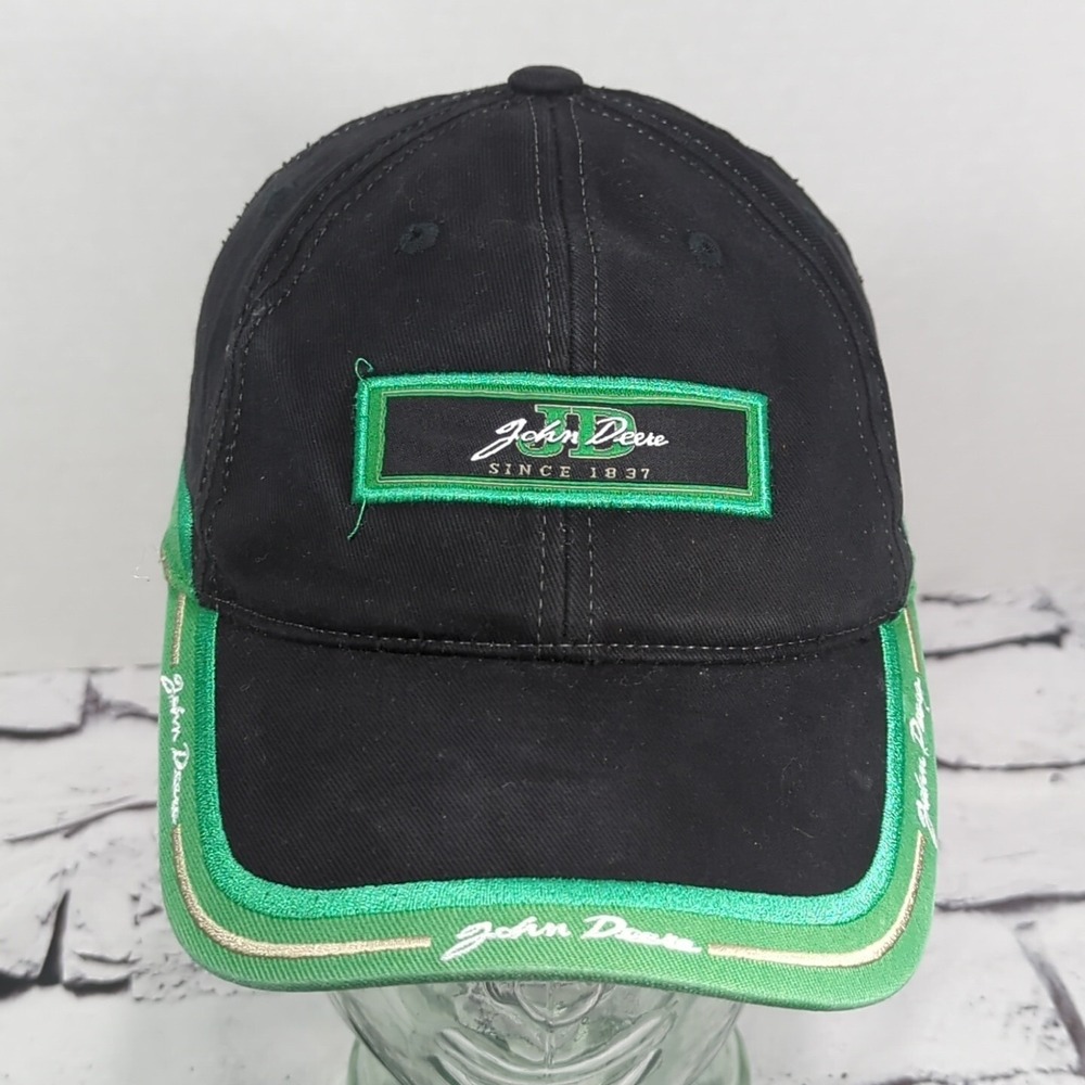 John Deere Black and Green Hat Adjustable Ball Cap